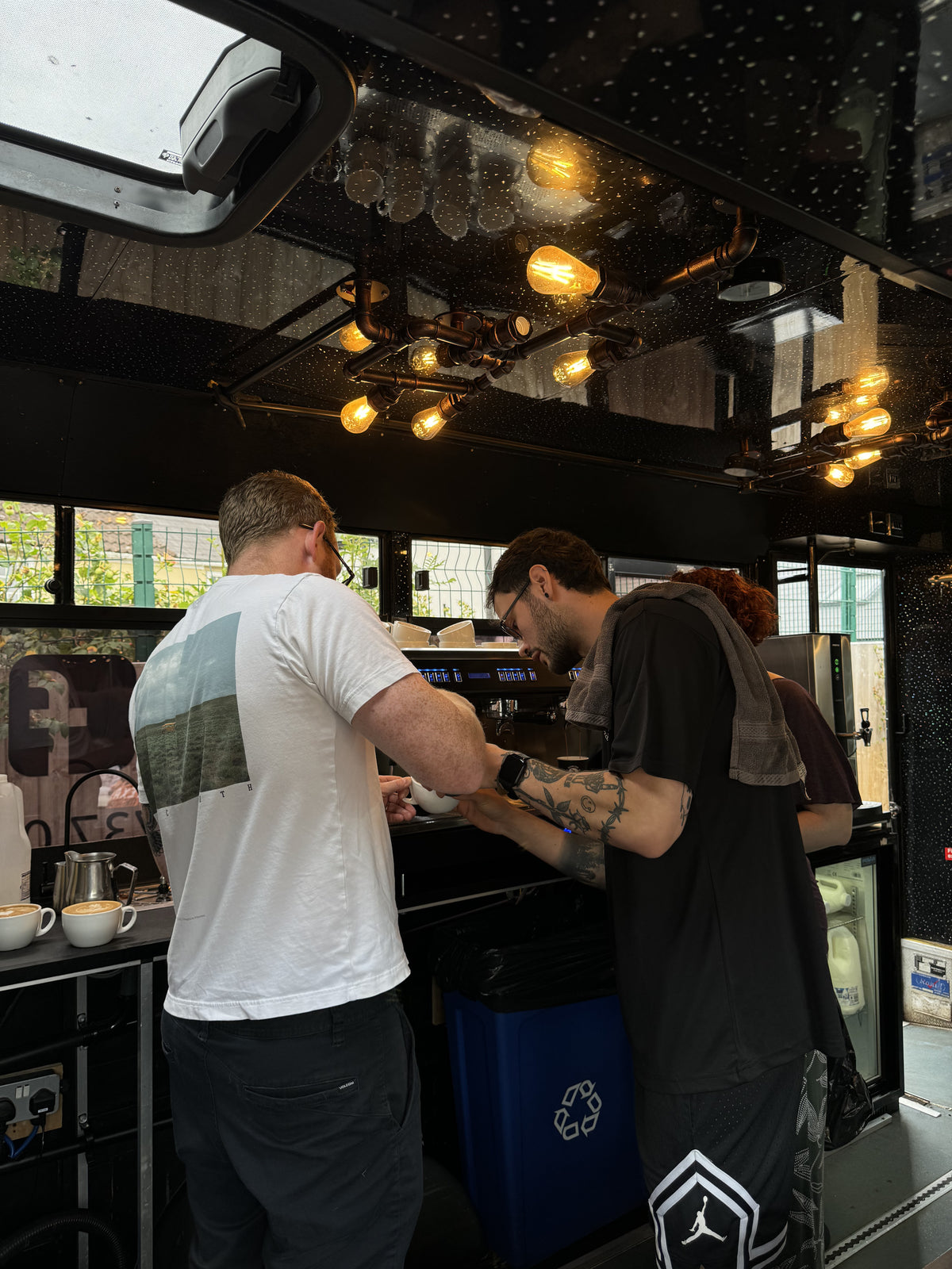Customers taking part in the 'have a go latte art' sessions at the silver oak end of summer coffee fest. 