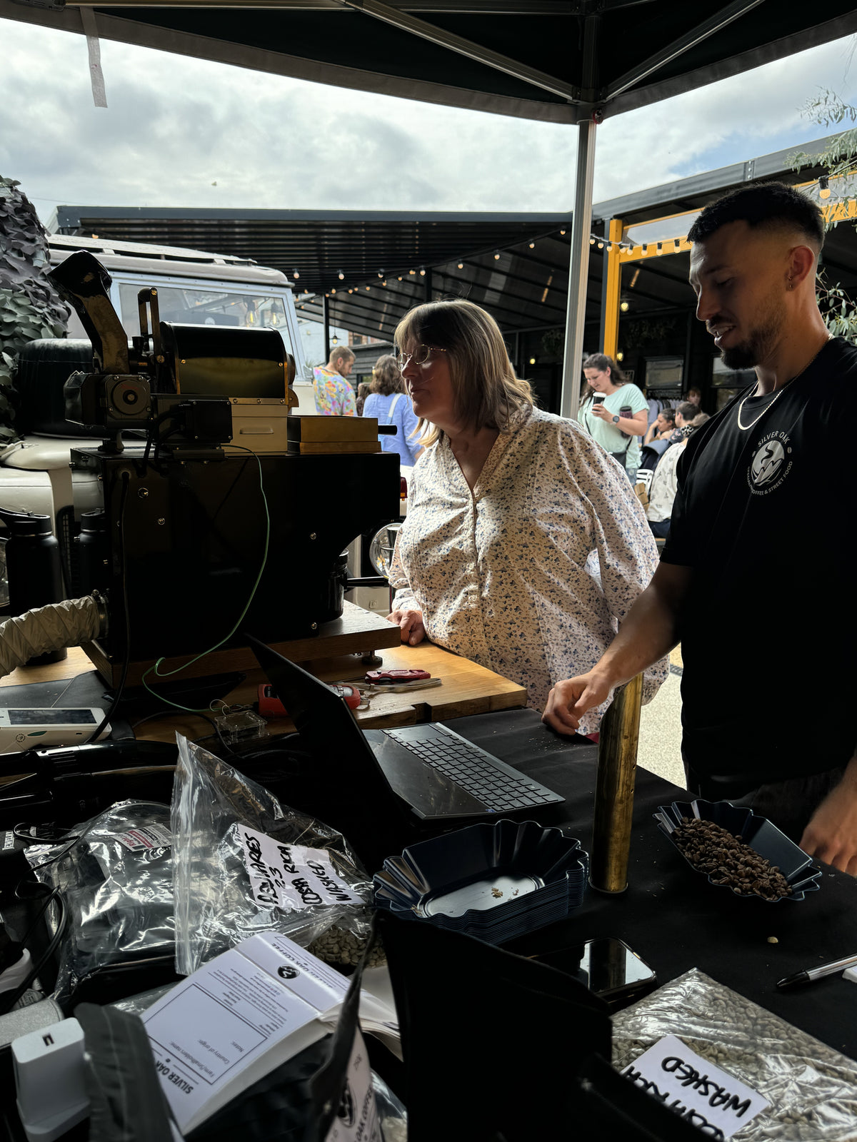 Customers taking part in the 'roast your own beans' sessions at the silver oak end of summer coffee fest. 