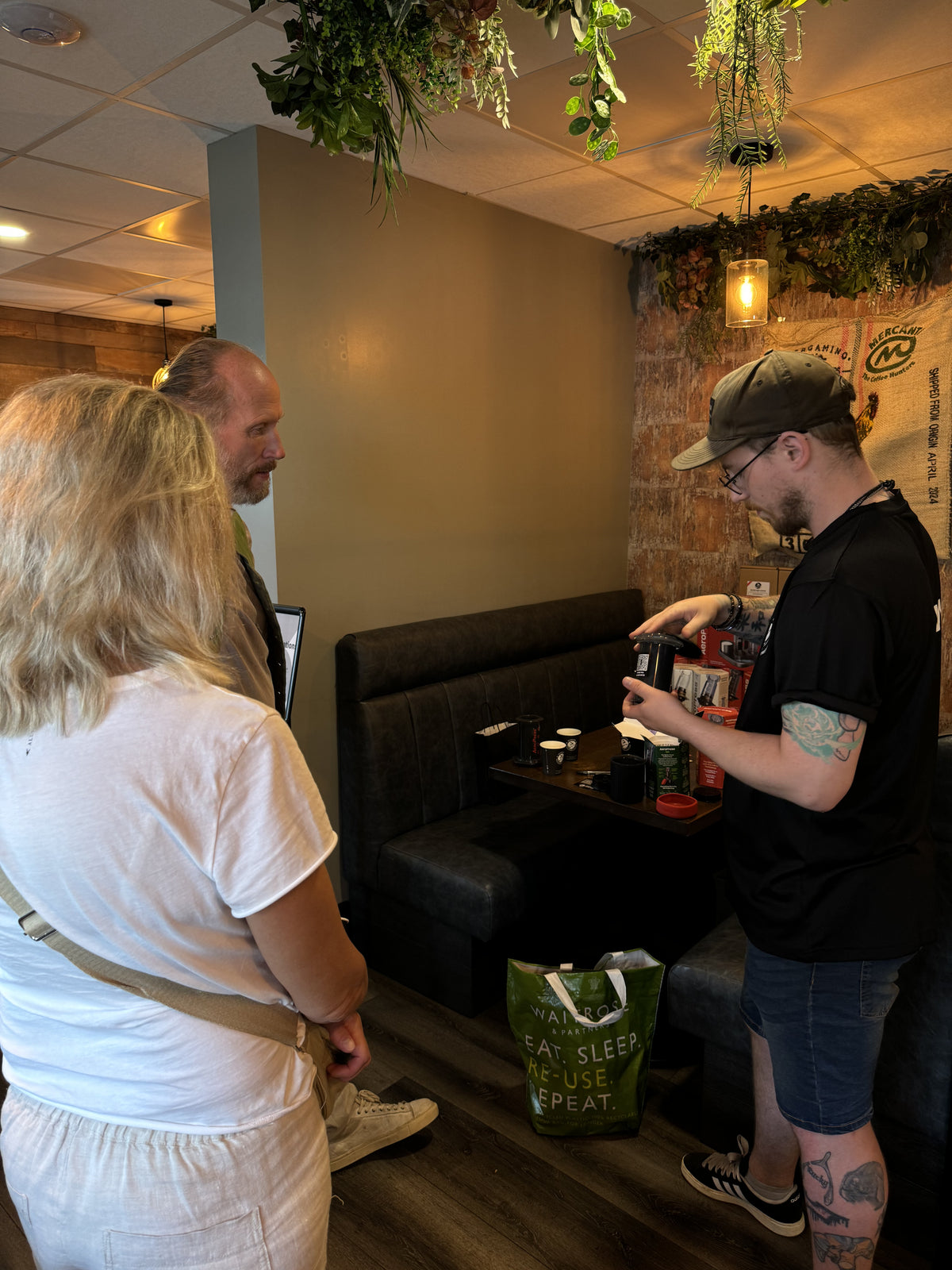 Customers 'coffee brewing demo' sessions at the silver oak end of summer coffee fest. 