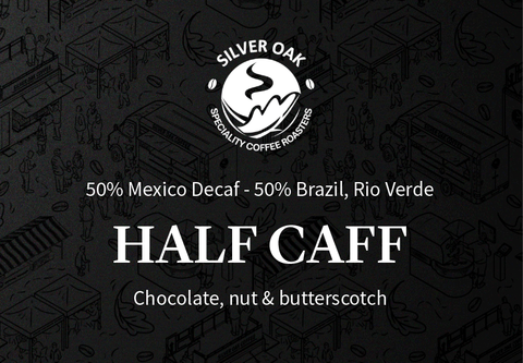 Half Caff Blend – 50% GRAPOS, Mexican – Mountain Water Decaf, 50% Rio Verde, Brazil