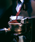 Coffee grinding into a portafilter